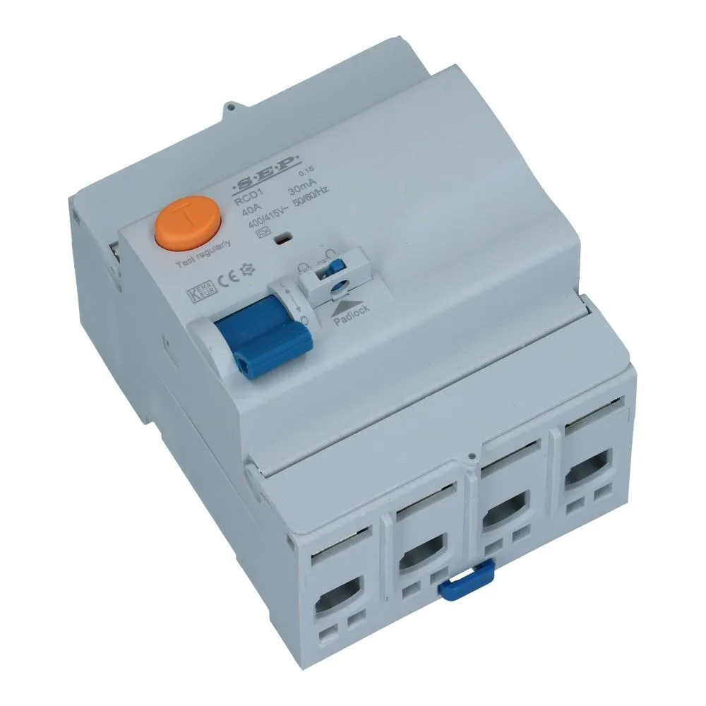 Aardlekschakelaar 40A 4 polig 100mA Type A 10kA RCD1